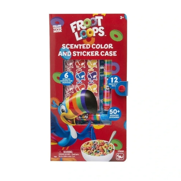 Fruit Loops Scented Color & Sticker Case Activity Book Travel On The Go Set- New - Picture 1 of 4
